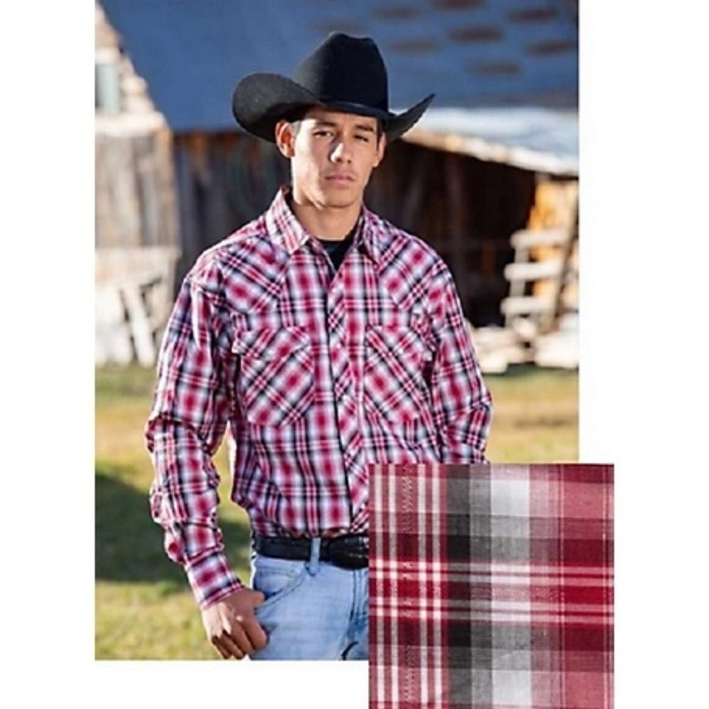 Wyoming Traders Red Plaid Western Shirt Sz 3XLT